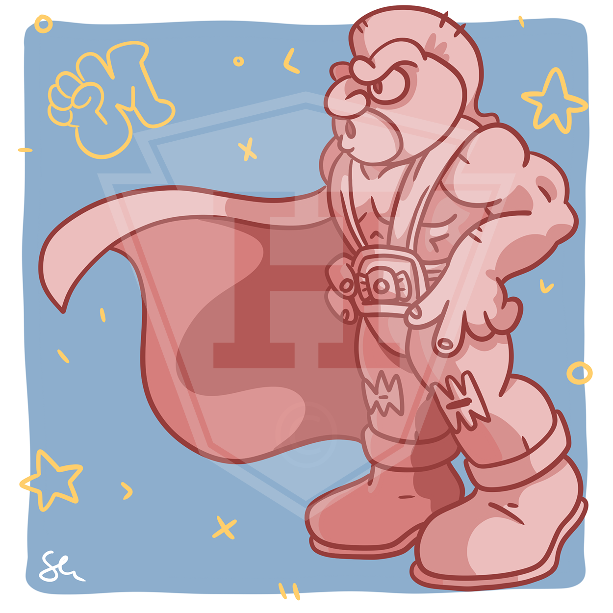 Muscle Man - 6x6" Print