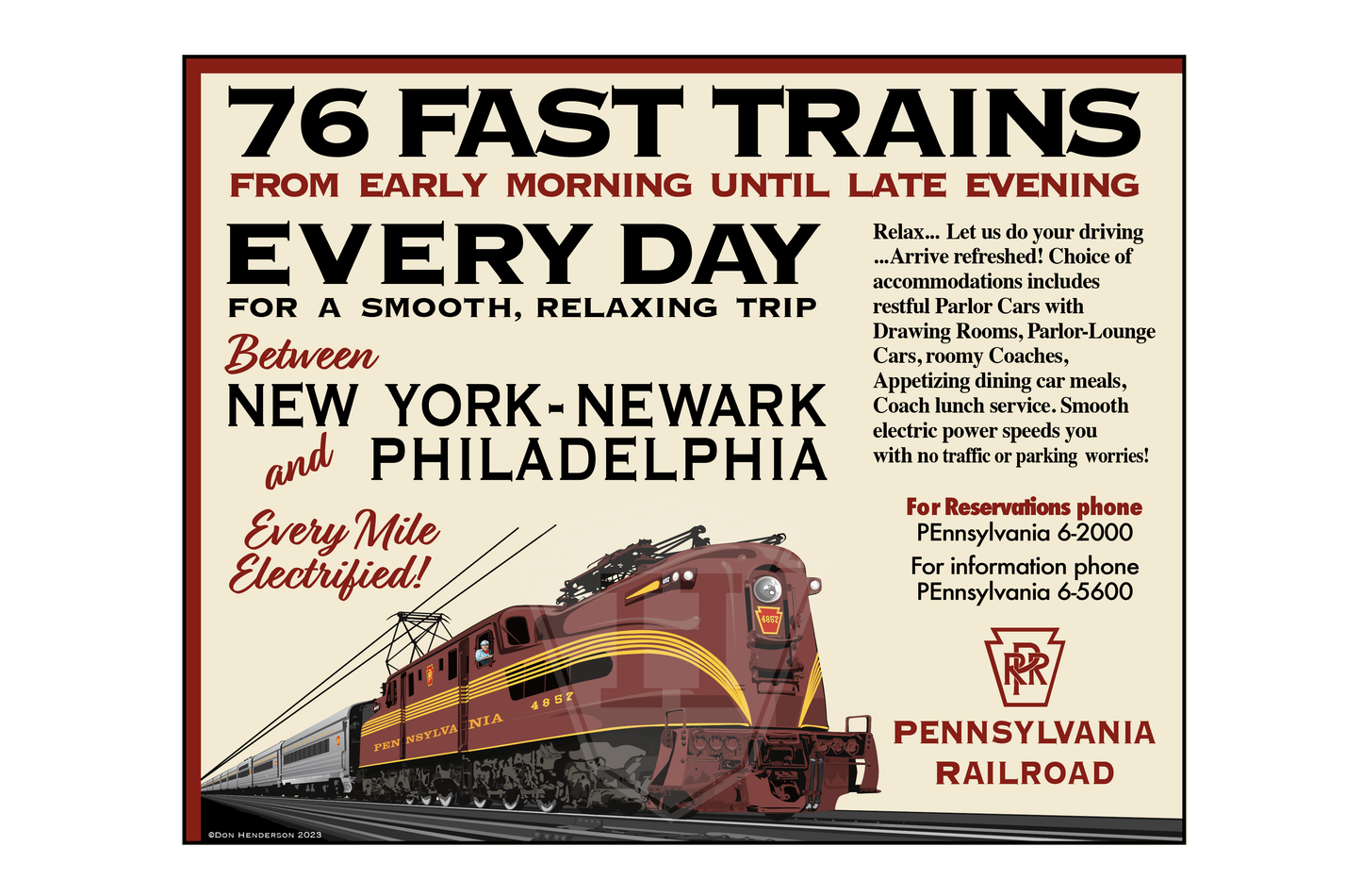 PRR 76 Fast Trains - 14x11" Print