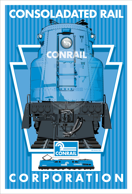 Conrail GG1 Electric Locomotive - 12x18" Print