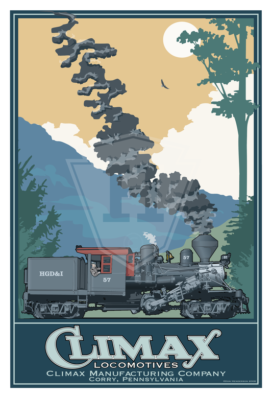 Climax Locomotive - 12x18" Print