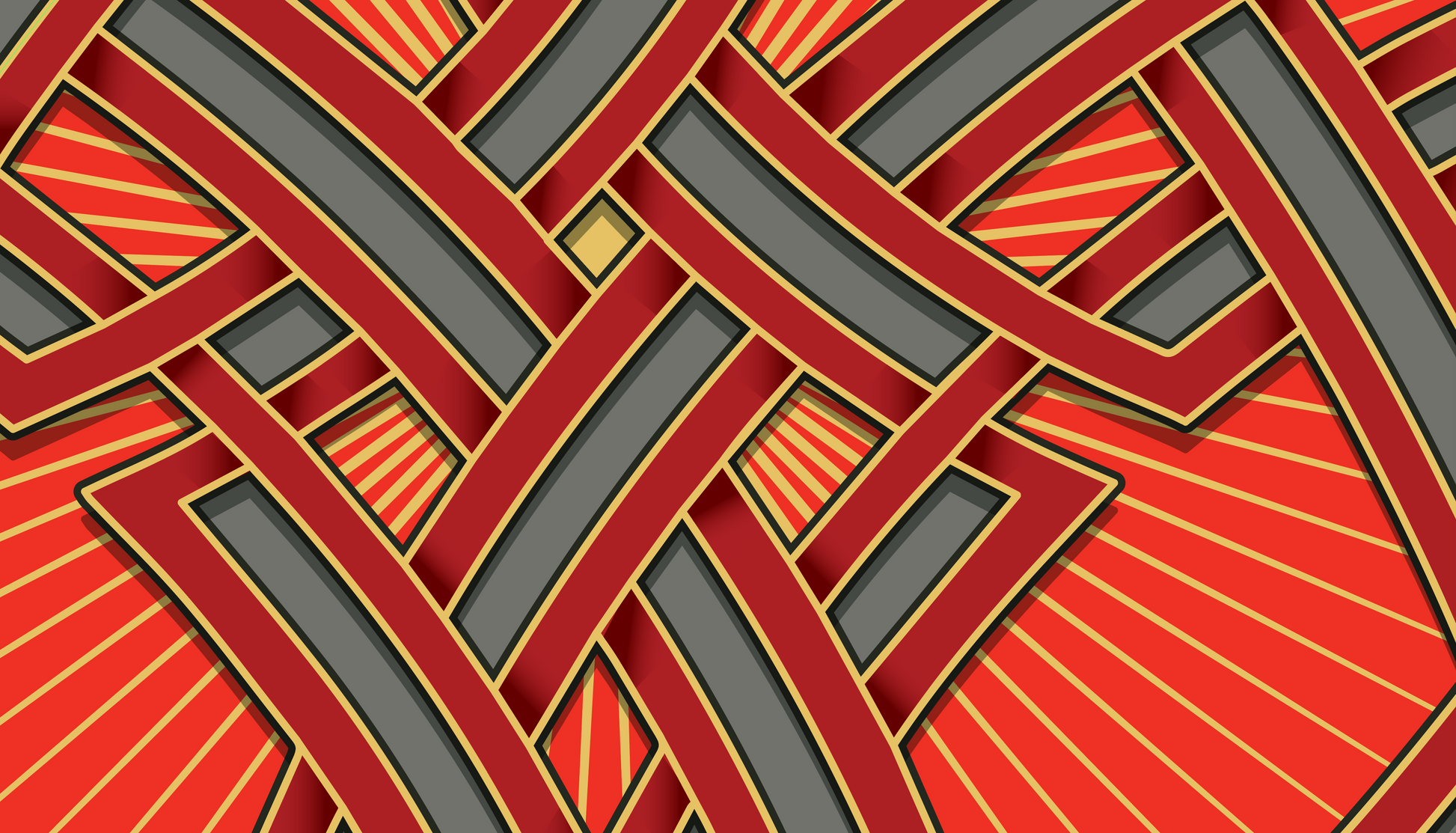 Woven pattern with red, gray, and orange colors