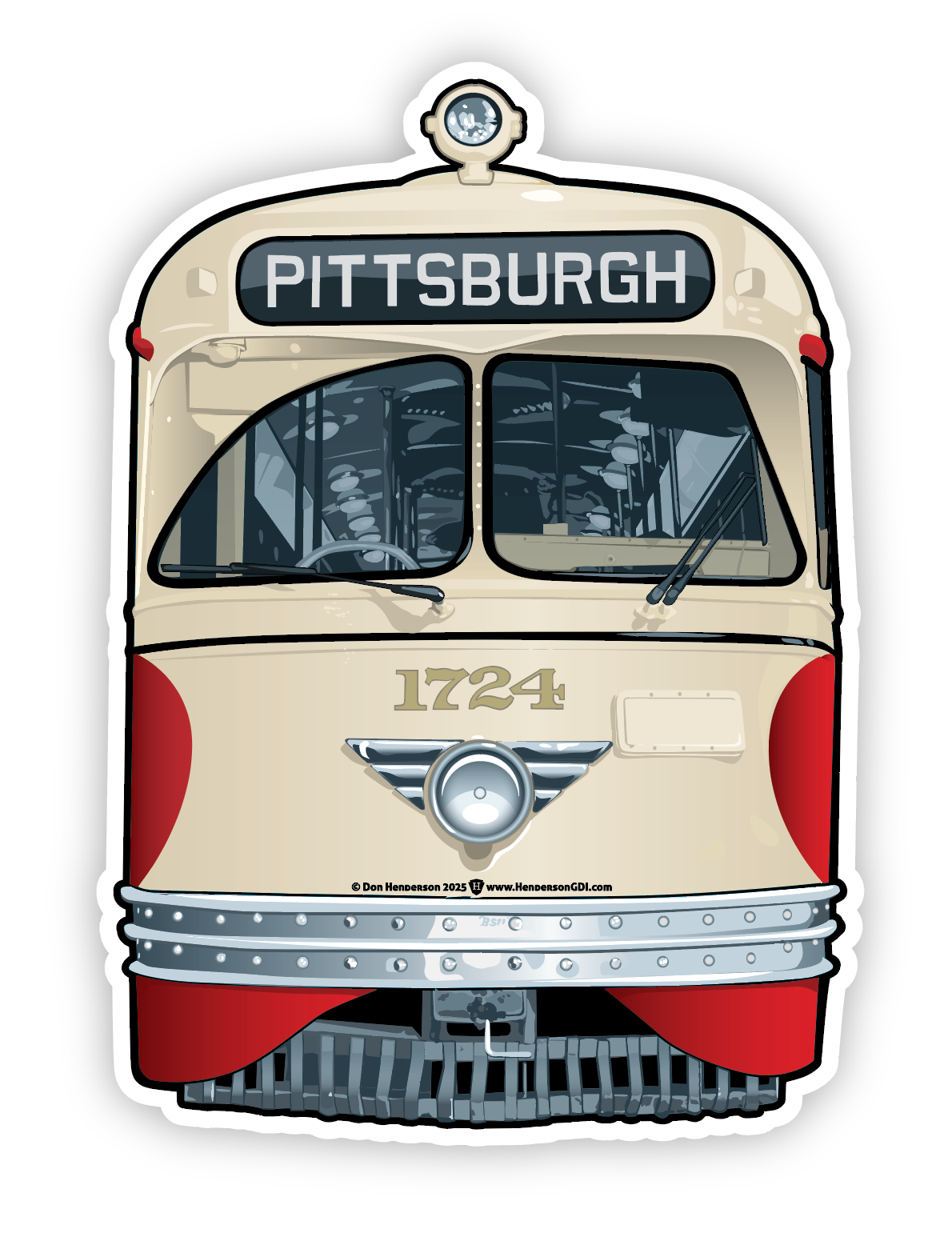 Pittsburgh Railways PCC Trolley 3" Sticker