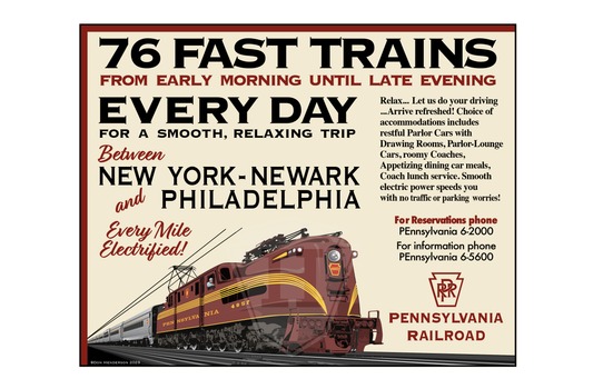 PRR 76 Fast Trains - 14x11" Print