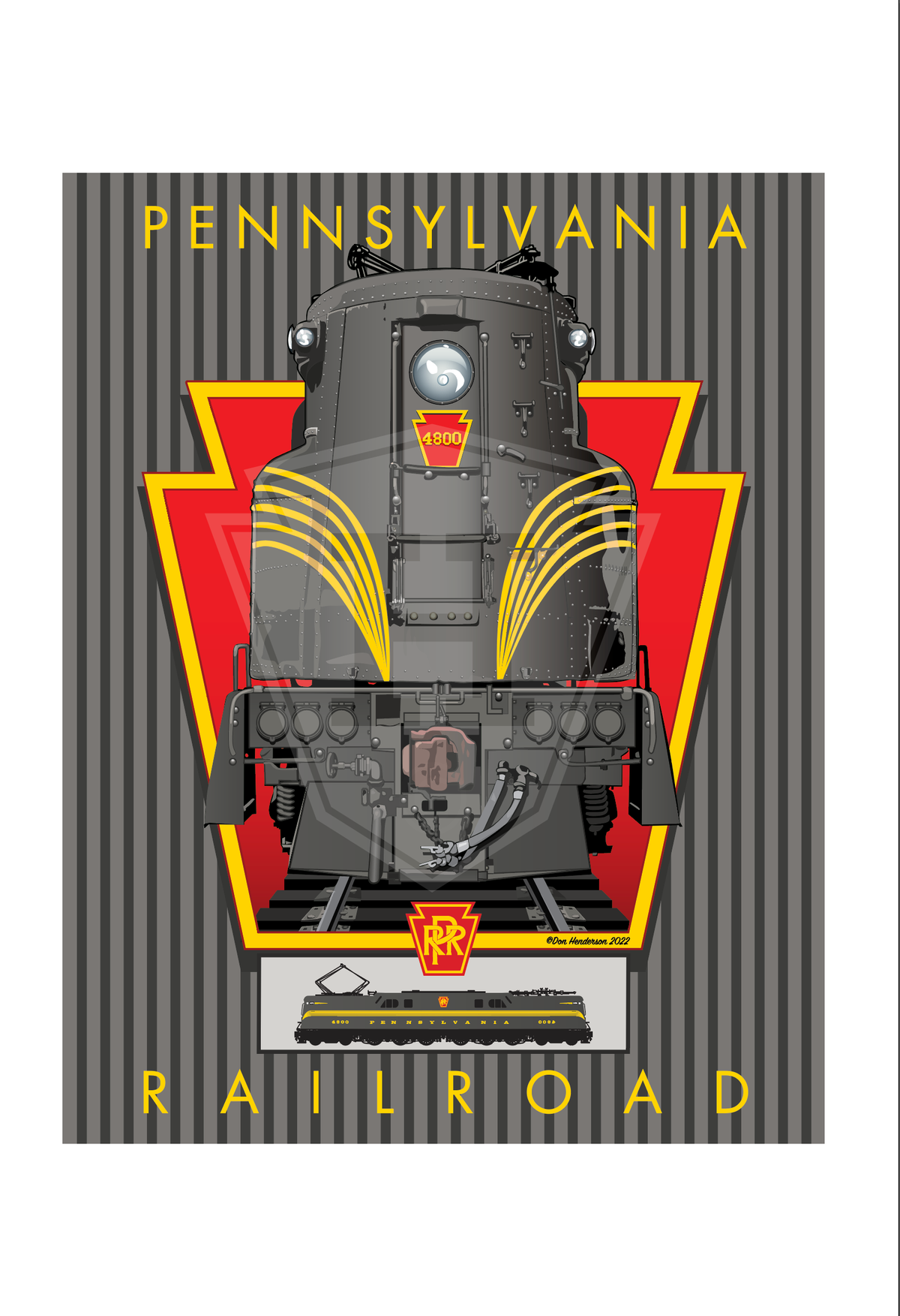 Prr Drawing PRR GG1 Electric Locomotive - 11x14